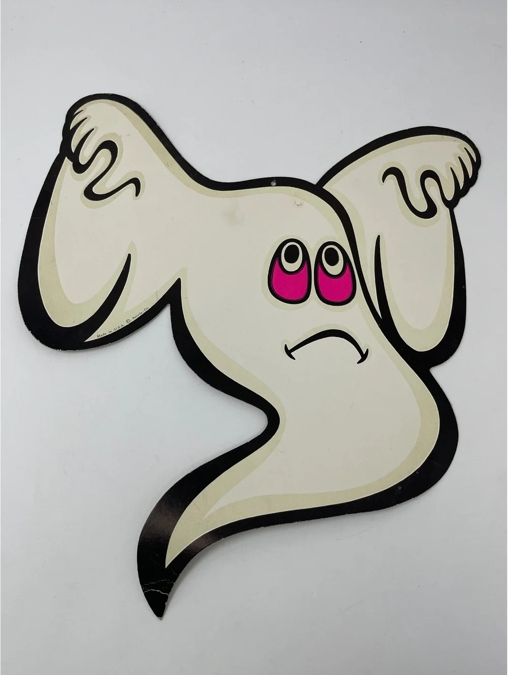Vintage Beistle Halloween Ghost Paper Die Cut Window Wall Cutouts Set of 3 Pink